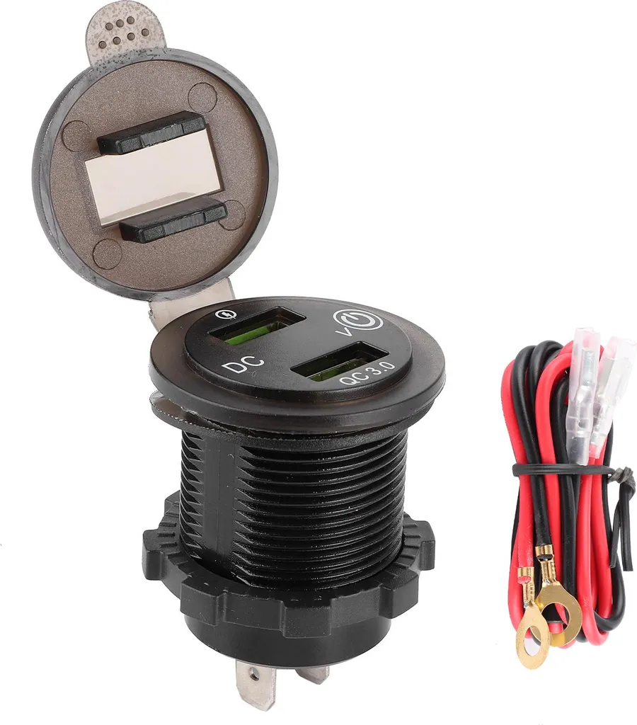 Presa Di Ricarica Rapida QC3.0, Caricabatteria Per Auto, Doppia Porta Usb 12v 24v Accendisigari Con Interruttore Touch Per La Ricarica Del Telefono 85177746