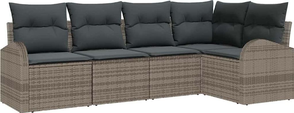 "WINTER SALE" Gartensofa-set - elegantes Design - Sitzgruppe mit Sofa, Tisch - mit Kissen mit Speicher 5 pcs Grau Poly-Rattan - Terassenmöbel NeuM...