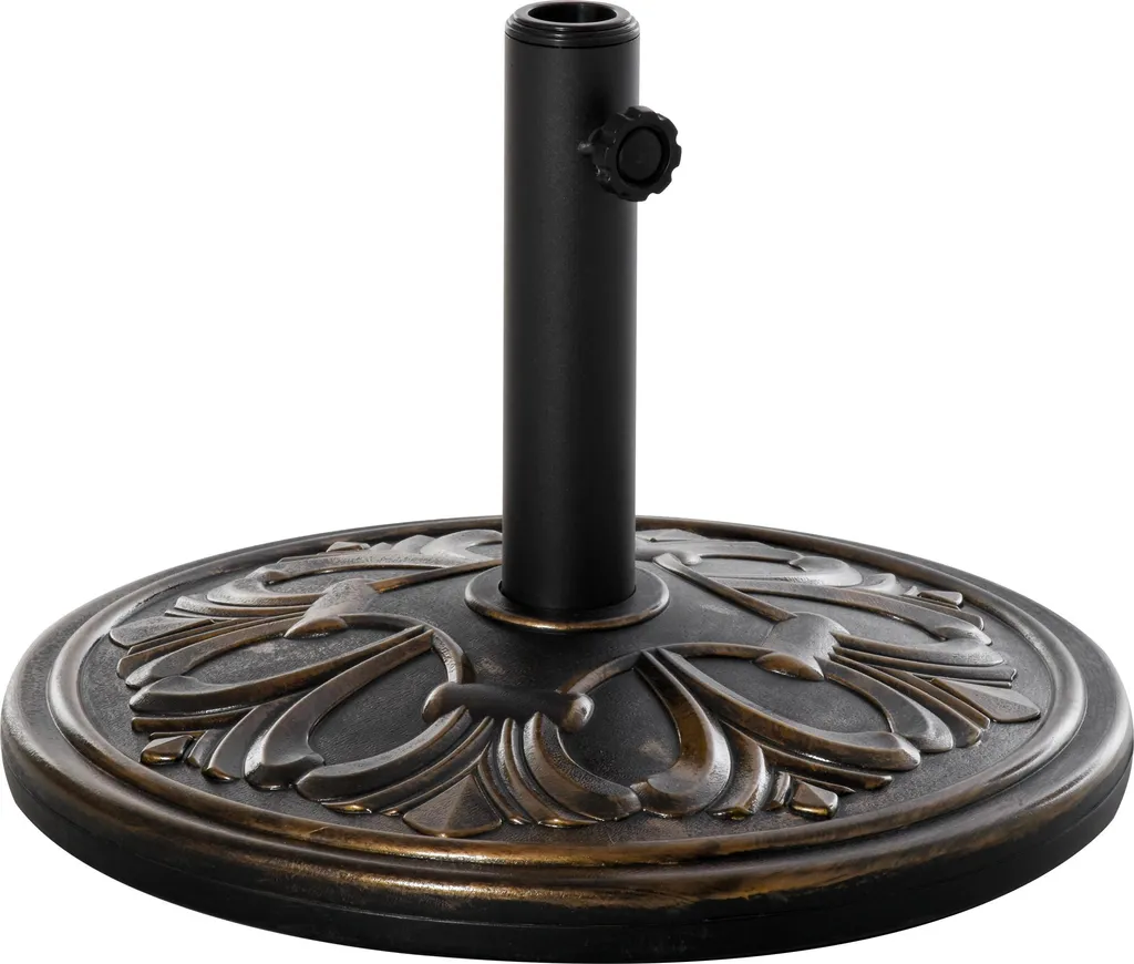 Pied de Parasol pour Terrasse et Balcon Noir Doré en Ciment 13 kg