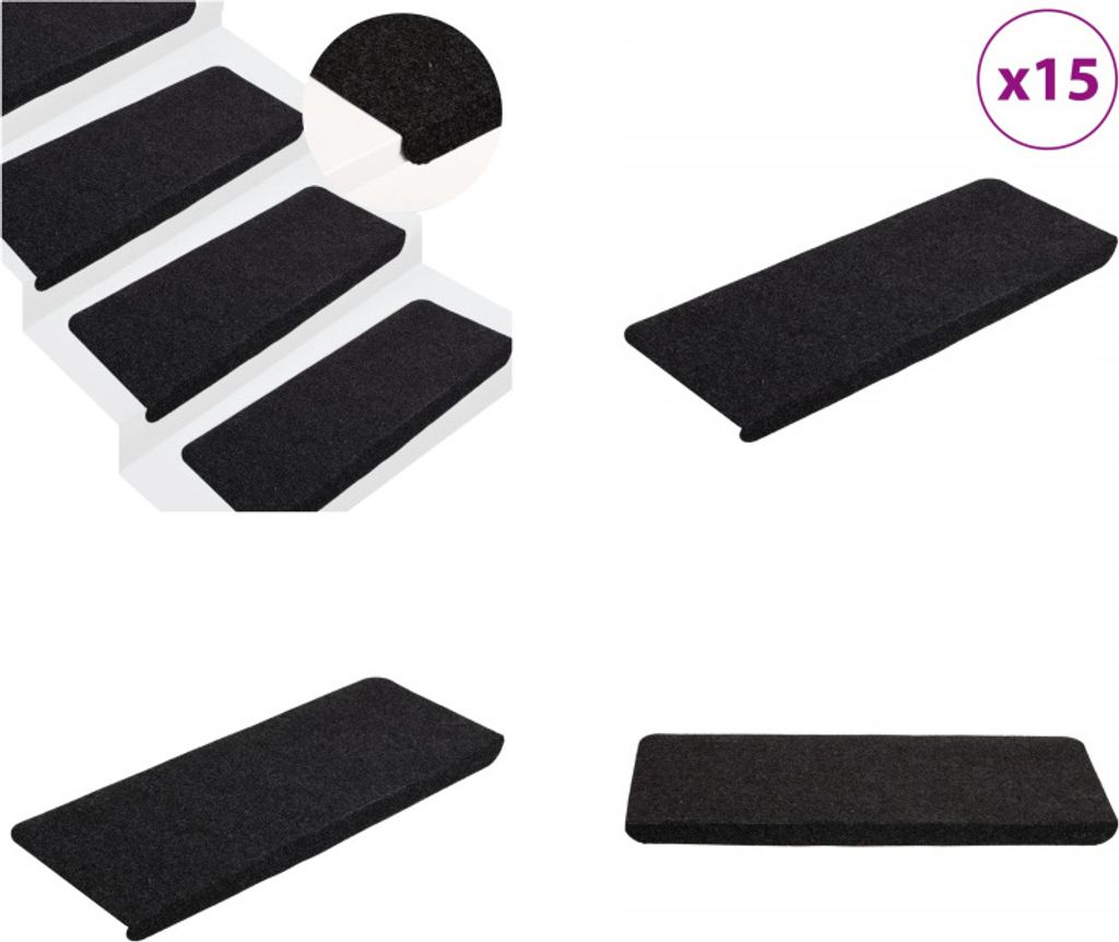 vidaXL Stufenmatten Selbstklebend 15 Stk. 65x24,5x3,5 cm Produktbild 