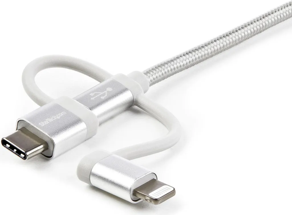 StarTech.com Câble USB Lightning et USB-C Micro-B 1m Tressé Argent