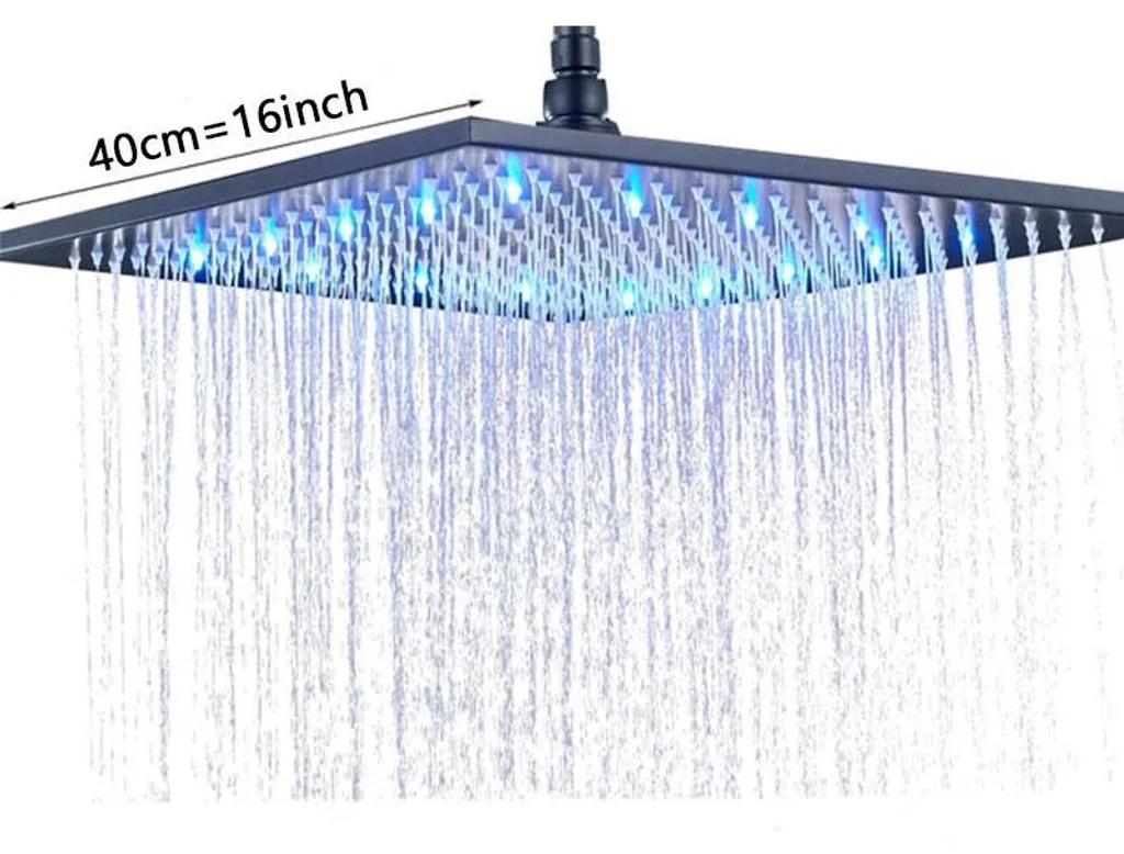 Ciel de pluie carré noir 16 pouces idéal pour rénovation salle de bain