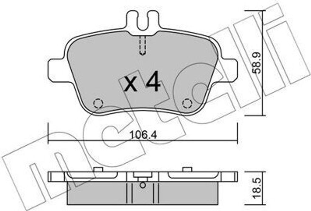 METELLI Bremsbeläge Satz Hinten Bremsklötze passend für MERCEDES-BENZ B-Klasse (W246, W242) 22-0966-0