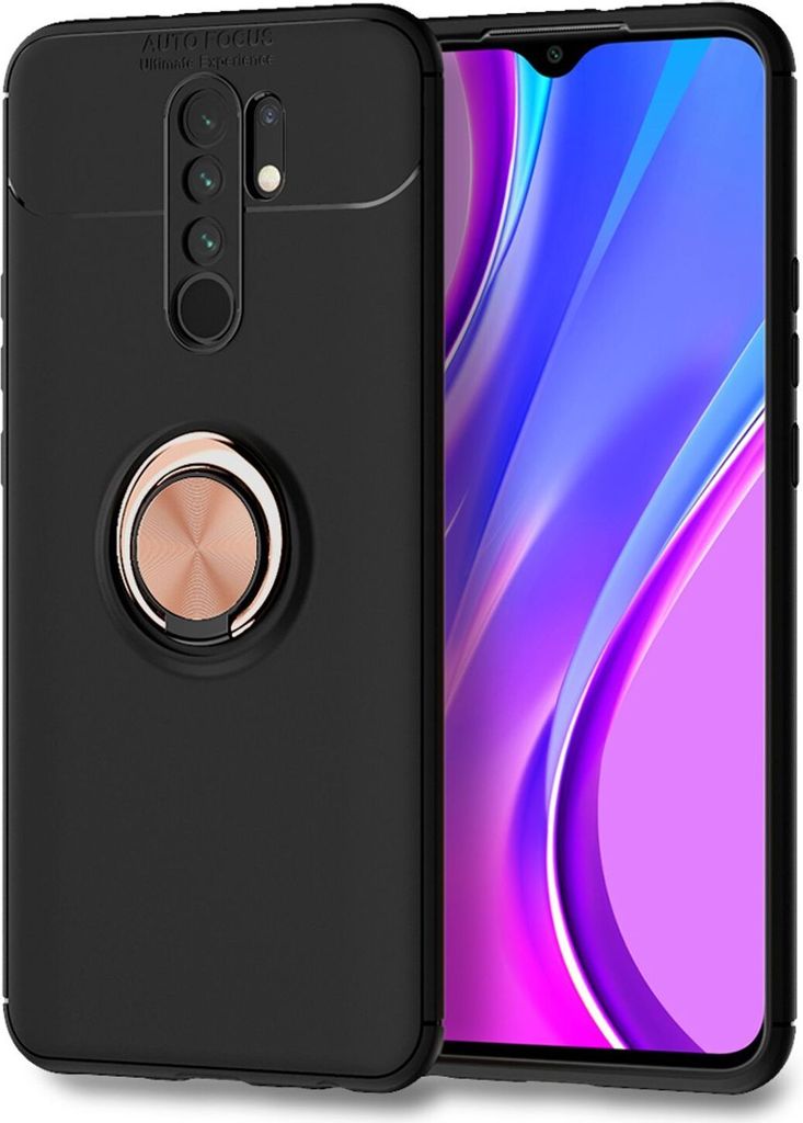 NALIA Ring Handy Hülle für Xiaomi Redmi 9, Silikon Case Cover mit Finger Halter Rose Gold