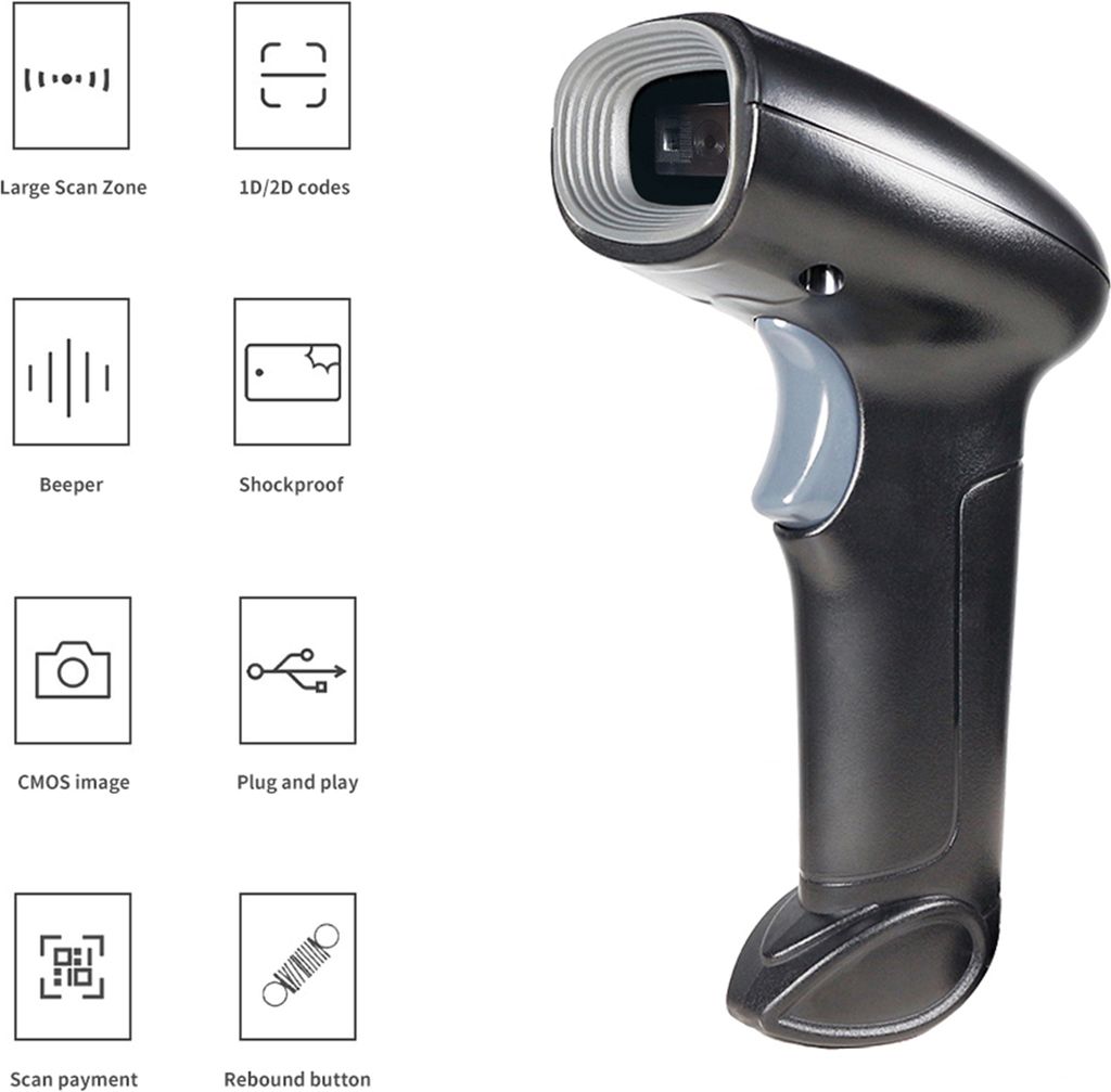 Barcodescanner 2D 1D QR Handheld Scanner, Barcode-Leser mit Produktbild 5