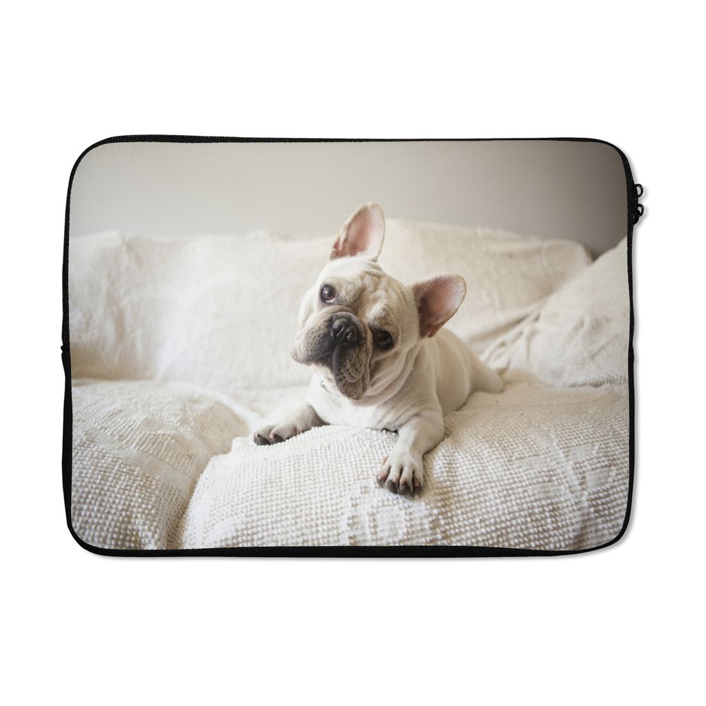 MuchoWow Laptop Hülle 13 Zoll Französische Bulldogge - Bank - Vorleger Laptoptasche - Laptophülle - Sleeve - Rundumschutz