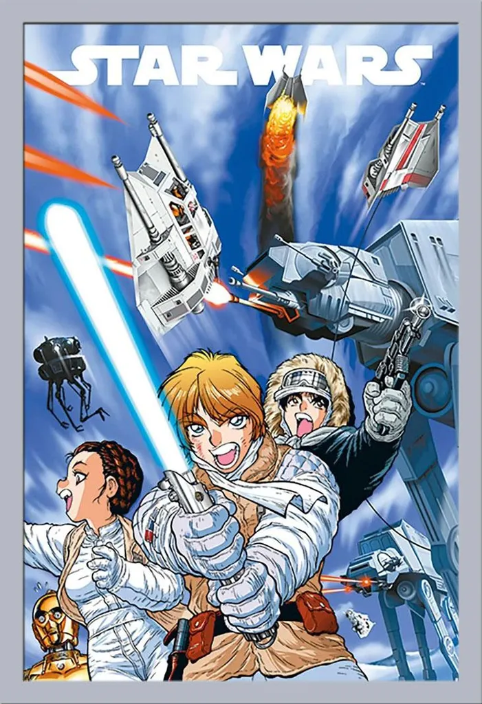 Poster Star Wars Manga Madness avec cadre Shinsuke Maxi MDF argenté
