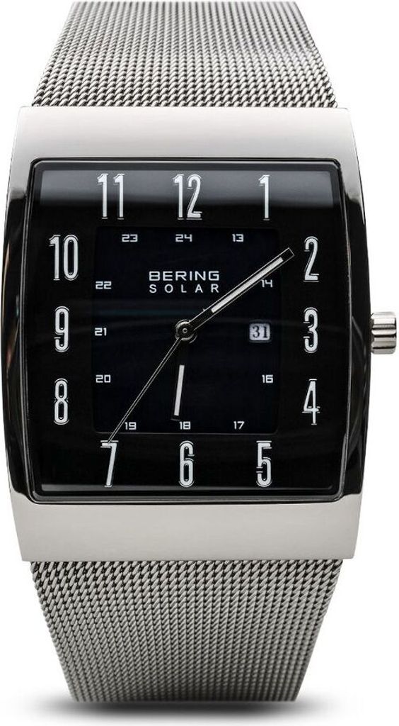 Bering Herren Uhr Armbanduhr Solar Ultra Slim 16433-002 Meshband