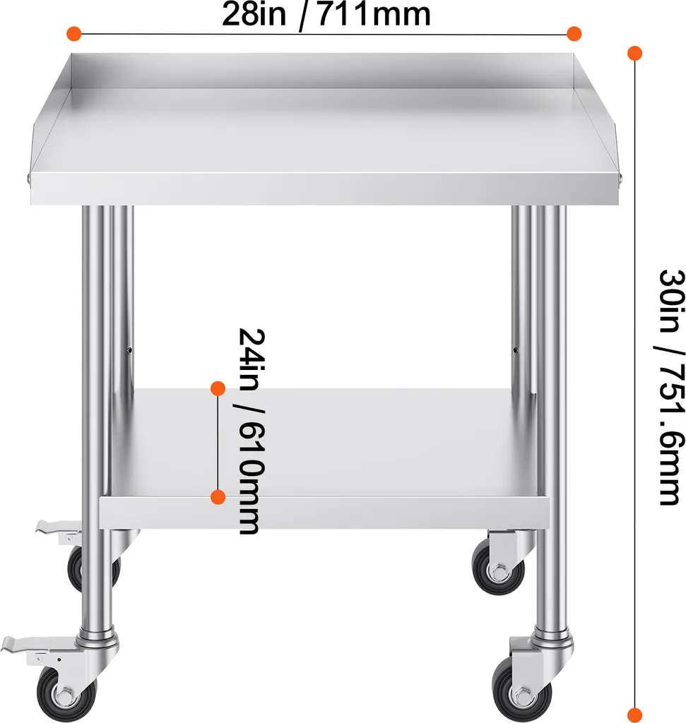 Table Inox Anti-Éclaboussures : Solution de Préparation Pro sur Roues - 8