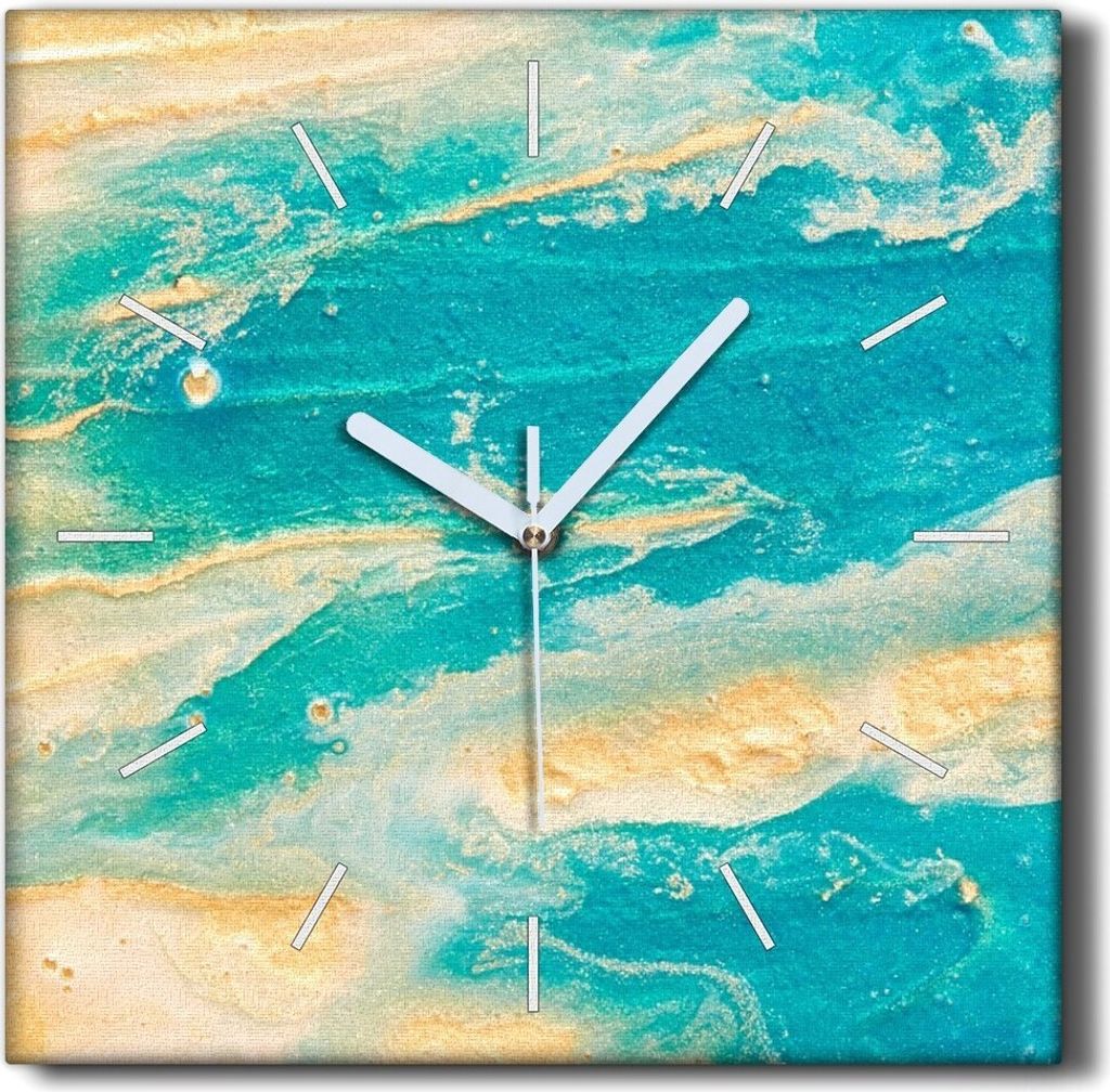Coloray Hodiny Unikátní 30x30 cm Tiché hodiny Pro obývací pokoj a kuchyň Nástěnné hodiny Plátno Černé ručičky hodin - Písek a voda