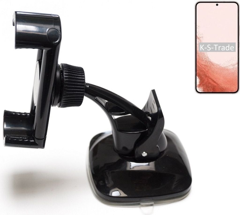 K-S-Trade kompakte Handy-Halterung Windschutzscheibe kompatibel mit Samsung Galaxy S22 Exynos Armaturenbrett schwarz Autohalterung KFZ Halter