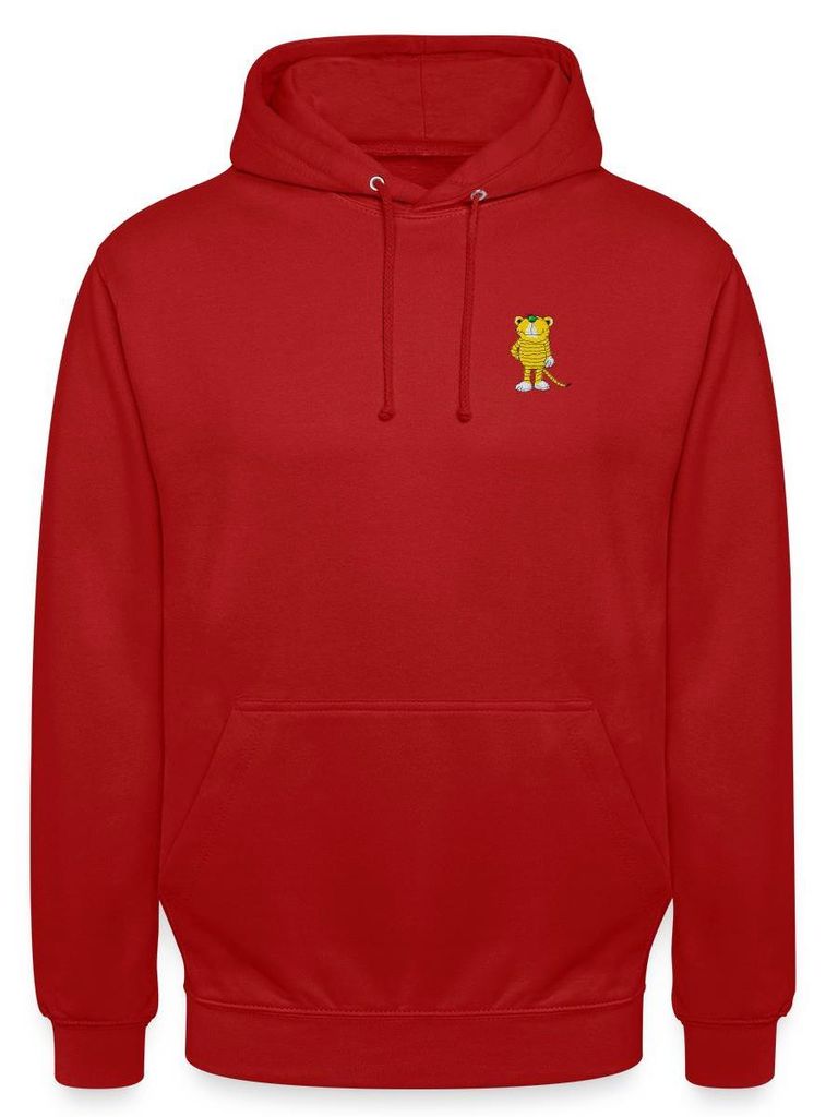 Spreadshirt Janosch Kleiner Tiger Stick Uni Hoodie, L, Rot