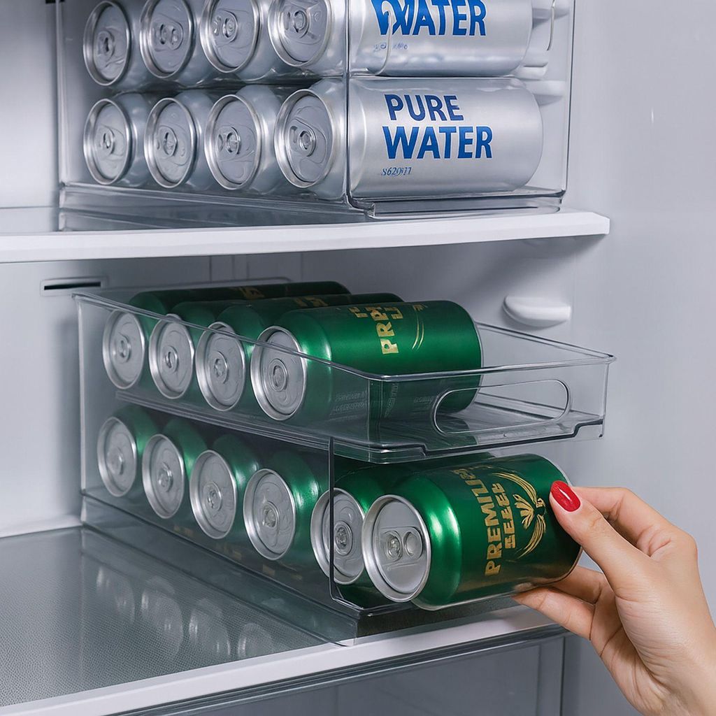 Kühlschrank Dosen Organizer Set | Dosenspender für 250ml & 330ml | Getränkehalter aus Kunststoff | Stapelbarer Dosenhalter für Küche & Vorrat,...