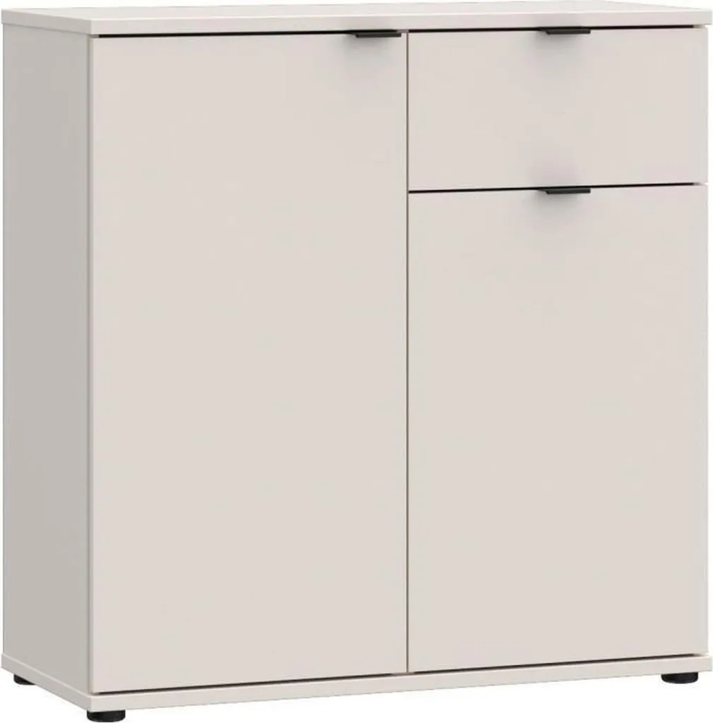 Buffet de rangement pour entrée ou bureau - Meuble GANYMEDE 80 cm sable