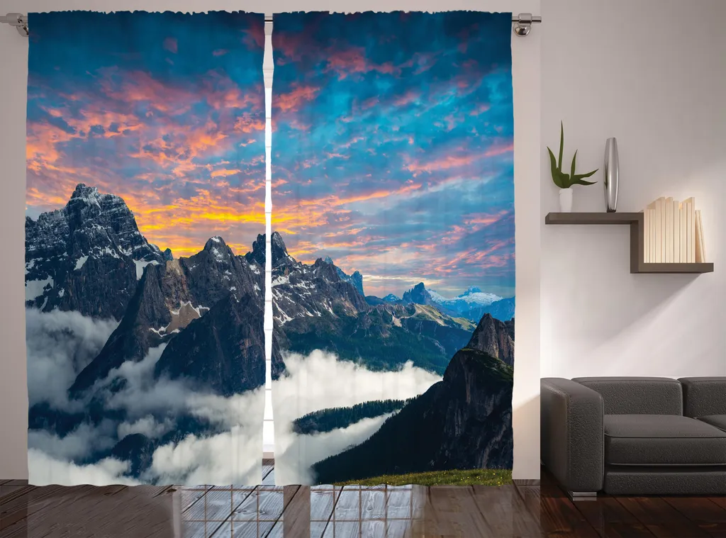 Rideau de Salon Universel Nuages Alpins Brumeux 280x225 cm ABAKUHAUS