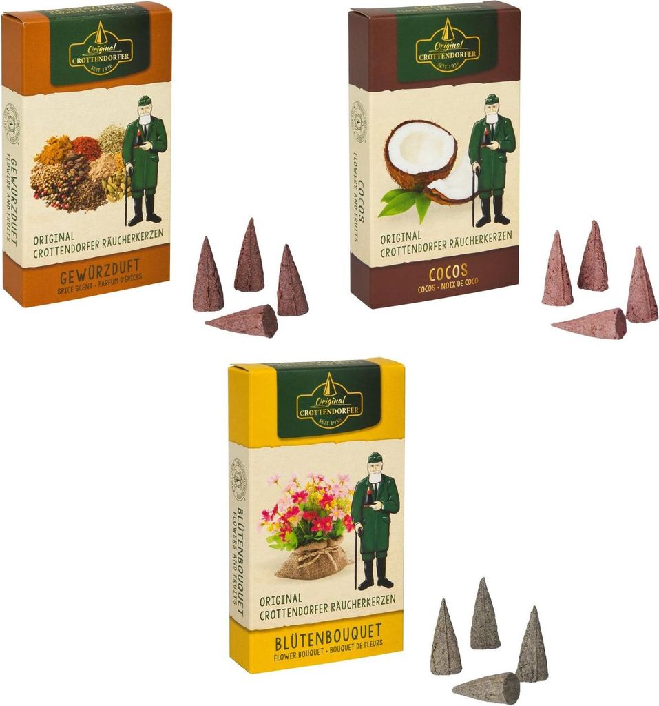 Crottendorfer - Flowers & Fruits - 3er Set - Cocos, Gewürzduft, Blütenbouquet