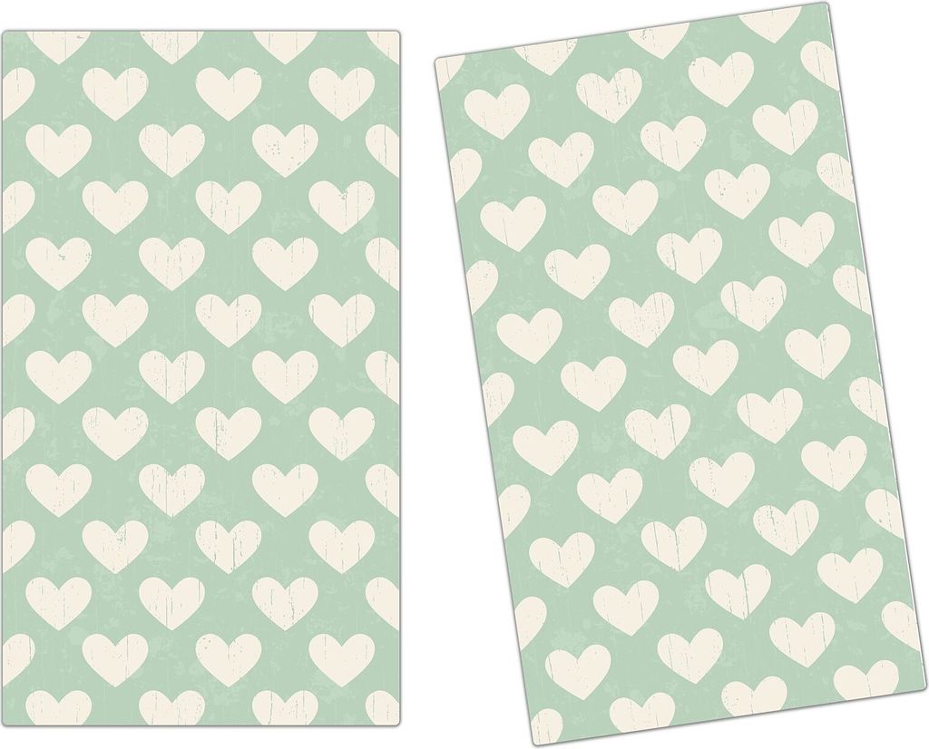 Spritzschutz Herdabdeckplatte Schneidebrett aus Glas Herzmuster 2-Teilig (60x52cm)