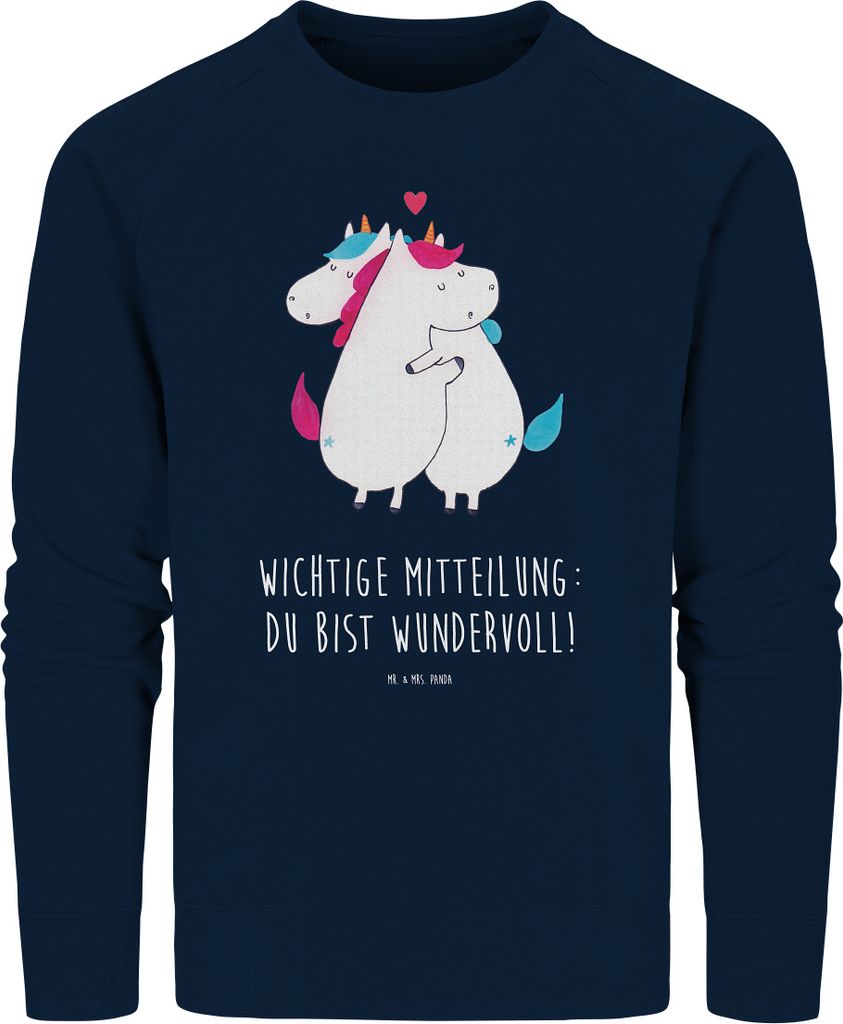 Mr. & Mrs. Panda Baumwoll Sweatshirt Einhorn Mitteilung Größe XXL - French Navy - Geschenk, Pullover, Rundhals, Spruch, Einhörner, Pulli, Valent...