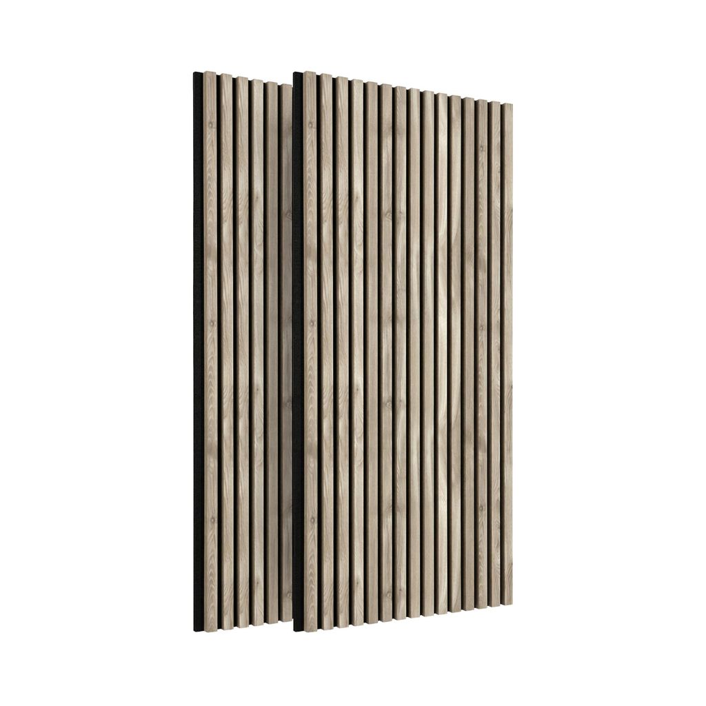 IZODEKOR Akustikpaneele Holz 120x60cm Wandpaneel Lamellenwand 2er Set Argento