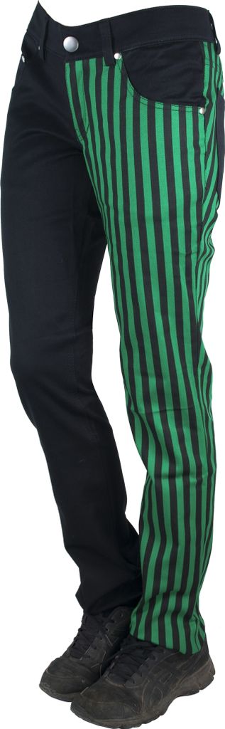 Rock Rag - Stripes, Frauenhose Schwarz/Grün im Slim-Fit-Style