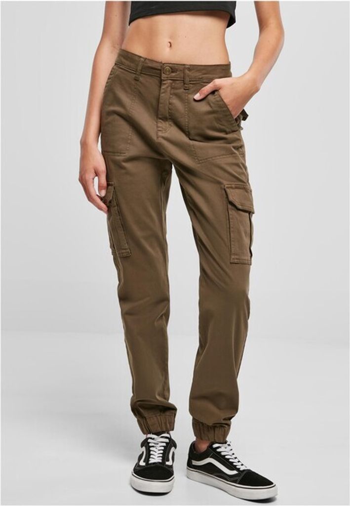 Urban Classics Ladies - Baumwolle Twill Utility Hose oliv - W29