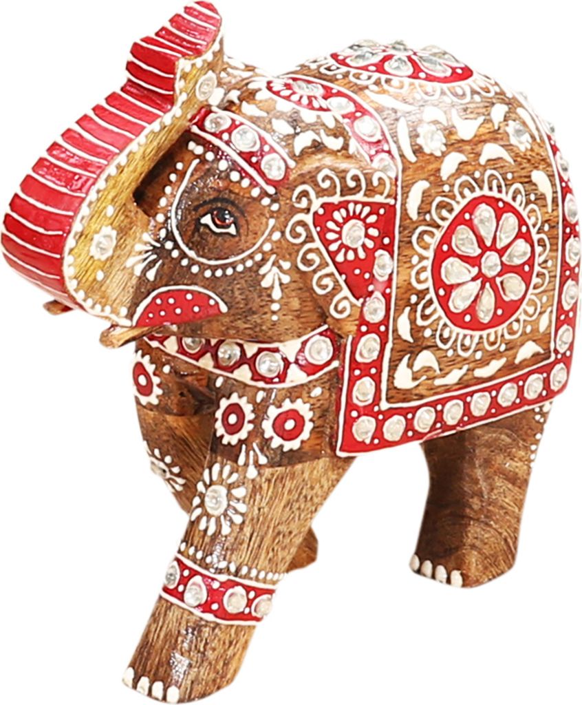 Marrakesch Handgeschnitzter Elefant Dekoaufsteller aus Holz Laksha natur 19cm | Aesthetic Figuren modern als Deko Wohnzimmer & Schlafzimmer | Handb...