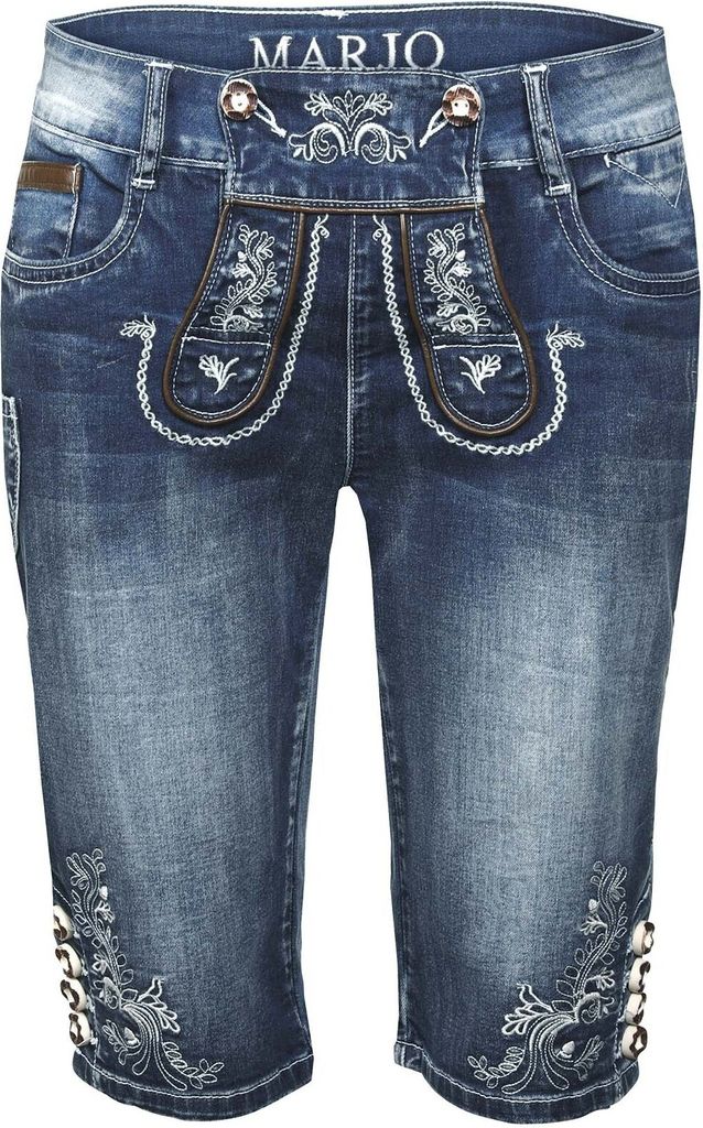 Trachtenjeans Franziska Capri 2 mit Knöpfen blau 44
