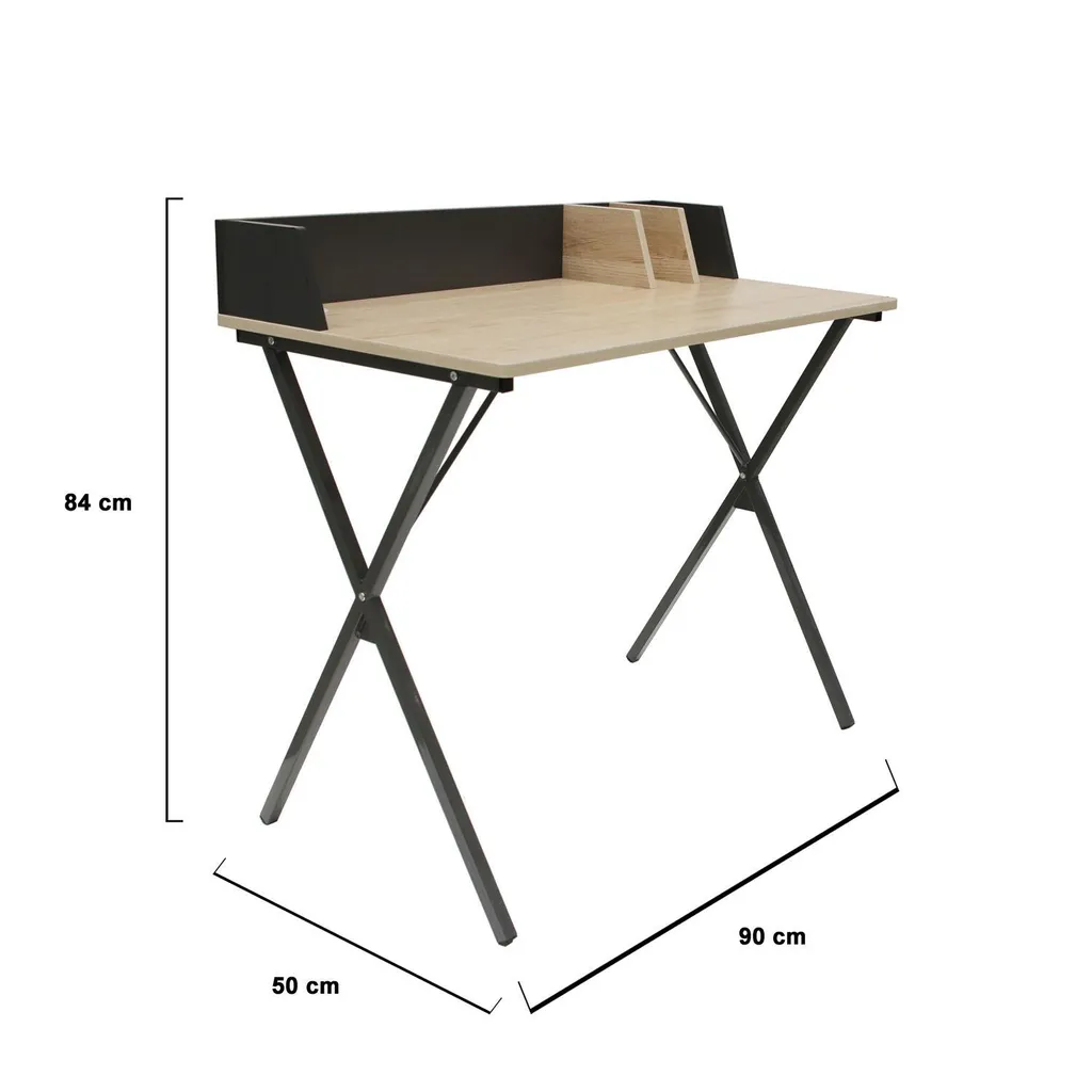 Bureau Brice noir anti-rayures table stable pour ranger vos dossiers - 12
