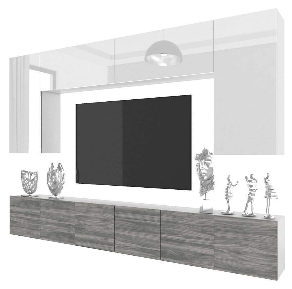 BELINI Wohnwand MILANO 2 Wohnzimmer 300 cm - Weiß Produktbild 