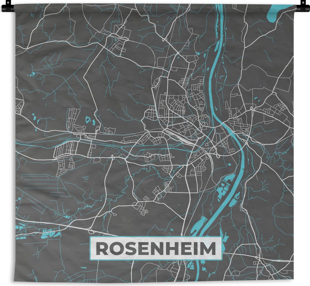 MuchoWow Wandteppich Wandbehang Karte - Rosenheim - Blau - Stadtplan - Deutschland 150x150 cm Tapisserie Dekoration Wandtuch - Wohnaccessoires - ...