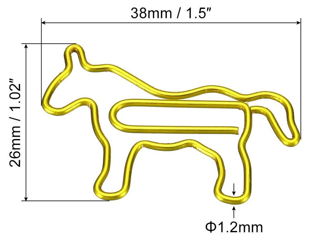 Papier Klemme Pferd Tier-Geformt Niedlich Dekorativ Spa? Klammern Lesezeichen mit Box 1.5" Goldton fš¹r Organisieren Bš¹ro Haus Pack von 20