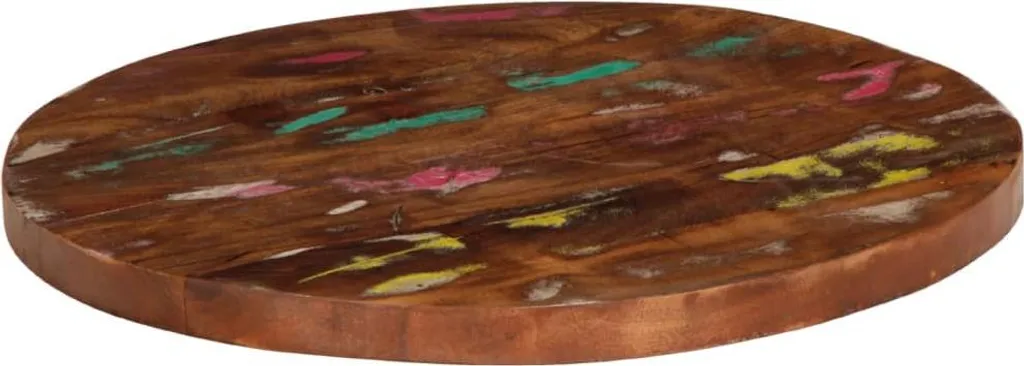 vidaXL Piano d'appoggio Ø 60x2,5 cm rotondo in legno massiccio antico