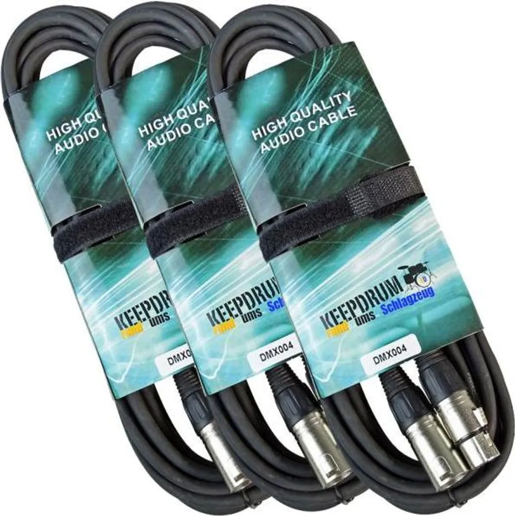 Cavo DMX 10m Keepdrum 3 Pin XLR 100-Ohm Set 3 Pezzi | Offerta Service