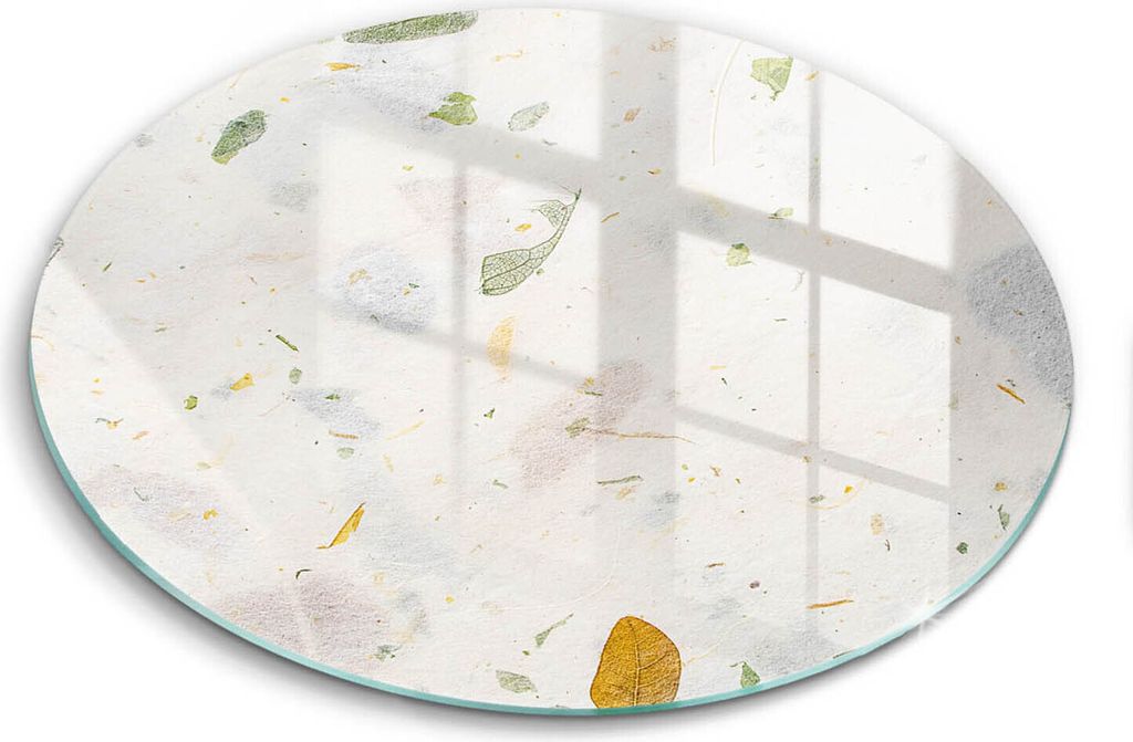 Glasschneideplatte - Herdabdeckplatte - fi40 cm -Schneidebrett - Spritzschutz - Fallende Blätter