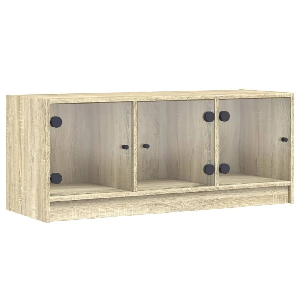 Mobile TV con ante in vetro rovere Sonoma 102x37x42 cm