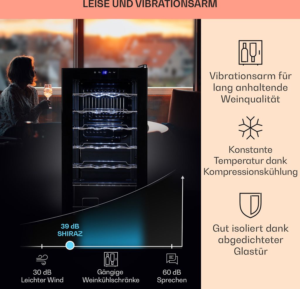 Klarstein Weinkühlschrank, 1 Zonen Getränkekühlschrank Produktbild 4
