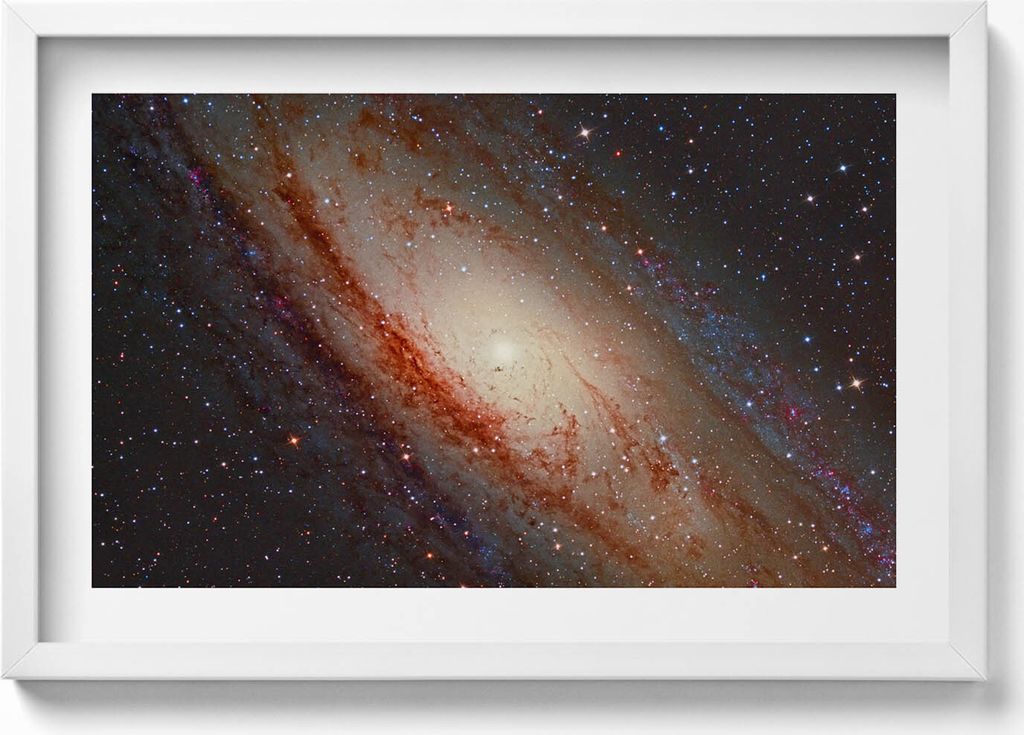 Kosmos - Galaxie und Sterne– Wandbild mit Rahmen – Gerahmtes Bild – Wanddekoration – 60x40 cm – Schwarz Rahmen