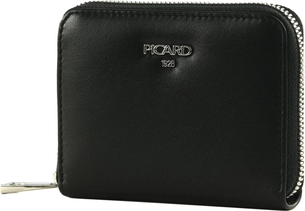 PICARD Bingo Wallet - Portafoglio Grande con Cerniera Pelle Nera