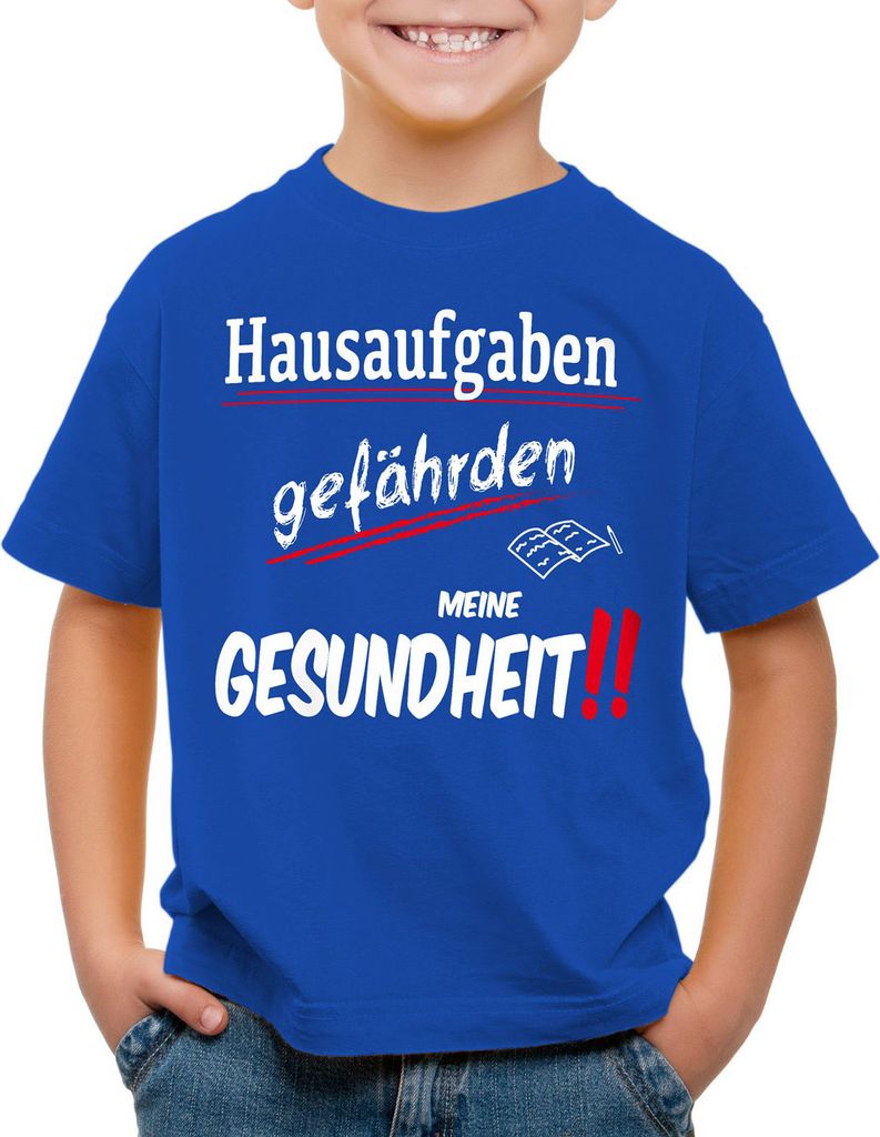 BaumwolleCloud Hausaufgaben gefährden meine Gesundheit!! Kinder T-Shirt Sprüche Gag Fun