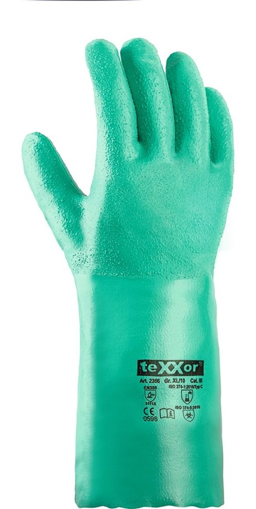 teXXor Nitril-Handschuhe GERAUTE OBERFLÄCHE 9, grün
