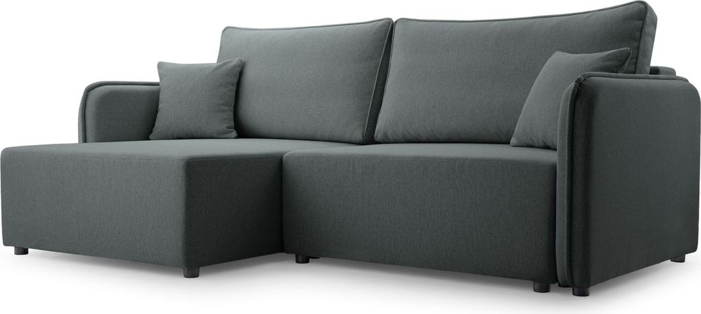 Selsey Kassian - Ecksofa mit Schlaffunktion und Bettkasten, grau, links