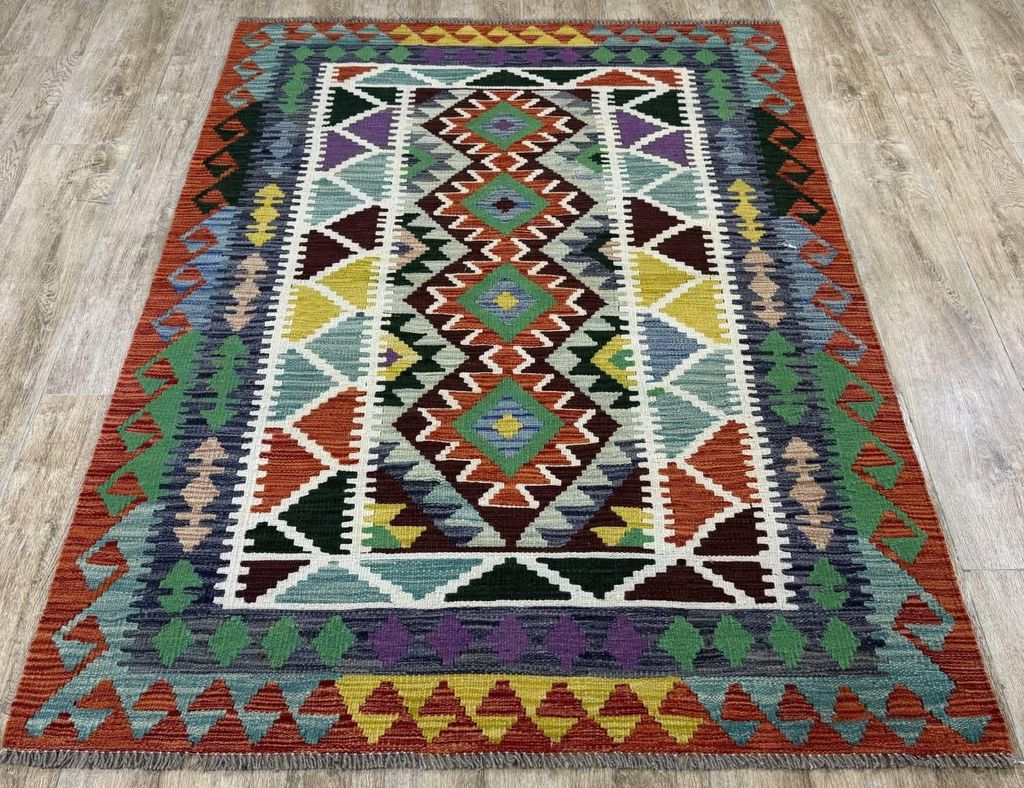 Teppich KELIM ORIGINAL | Farbe: Multi; Größe: 124x171 cm | strapazierfähig und leicht zu reinigen | Wohnzimmer | Schlafzimmer