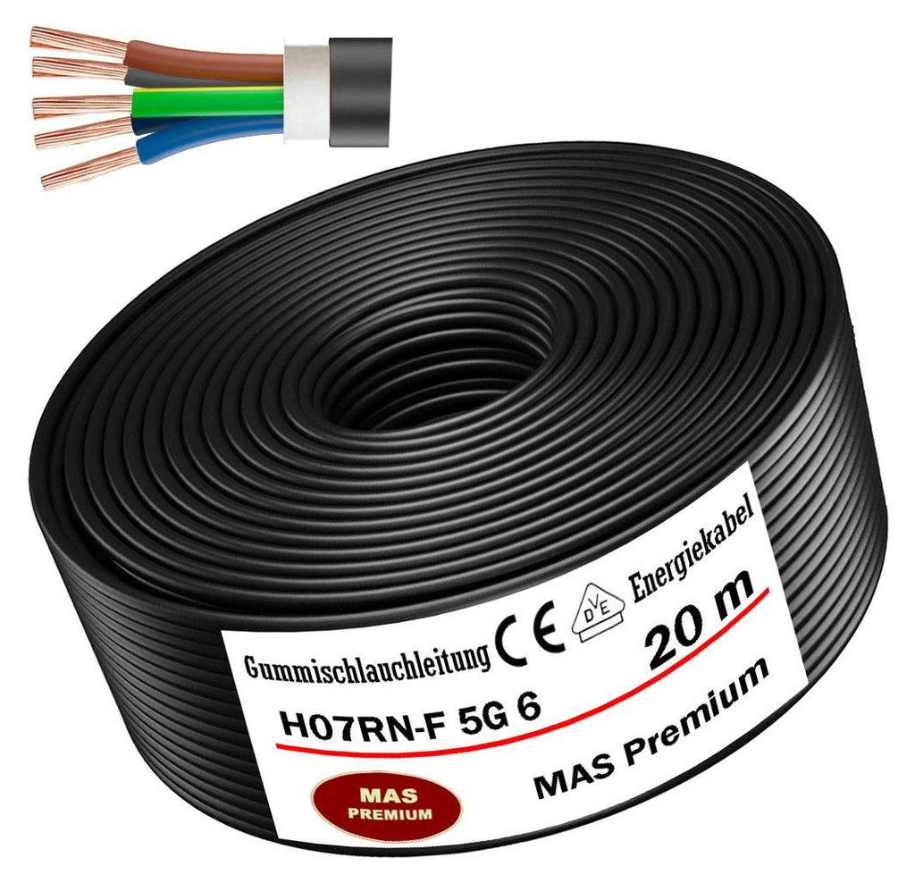 20m Gummischlauchleitung Baustellenkabel H07RN-F 5G6 Produktbild 