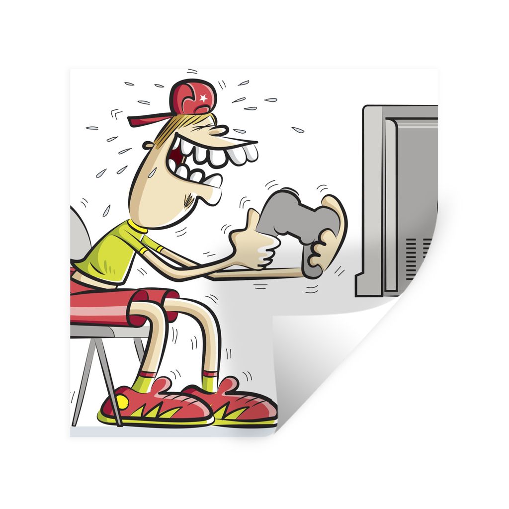 MuchoWow Wandtattoo Wandsticker Wandaufkleber Gamer - Fernsehen - Konsole 80x80 cm Selbstklebend und Repositionierbar - Wierderverwendbar - Selbs...