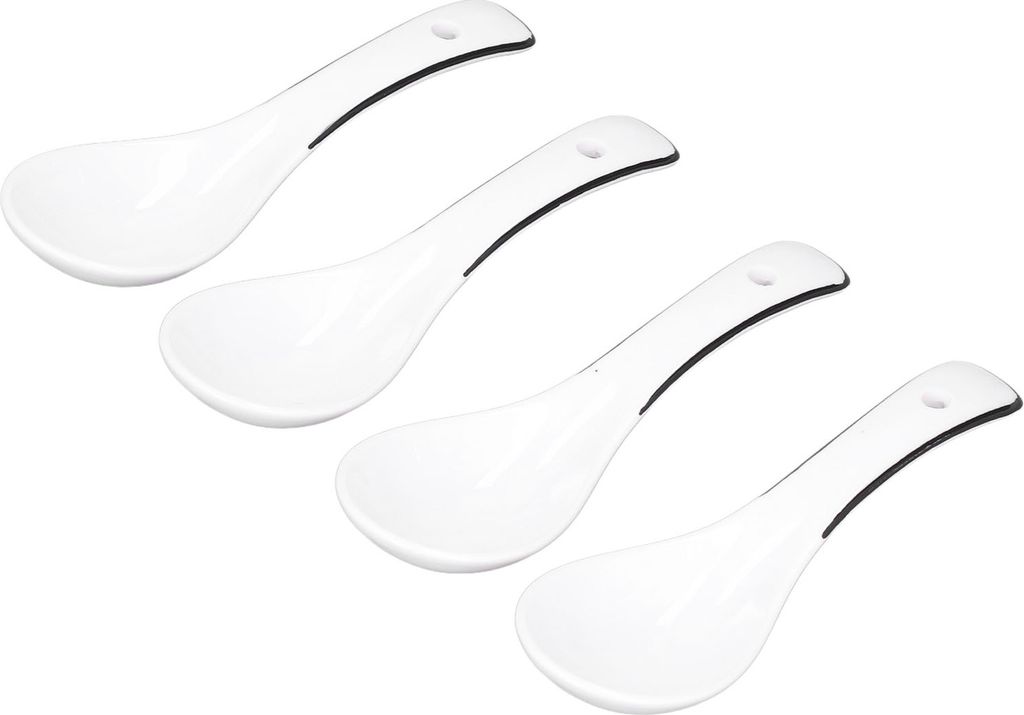 4PCS Weiß Keramik Löffel Kaffee Scoop Dessert Eis Scoop Geschirr Löffel für Küche