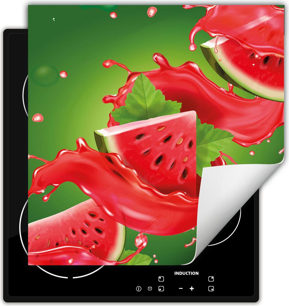 DarHaus Herdabdeckplatte 60x52 cm Anti Rutsch Matte Aufrollbar, grün - Wassermelone