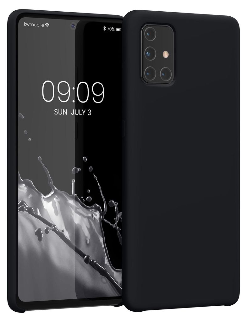 kwmobile Handyhülle für Samsung Galaxy A71 Hülle - Case Silikon - Kabelloses Laden - Schutzhülle Cover in Heidelbeerblau