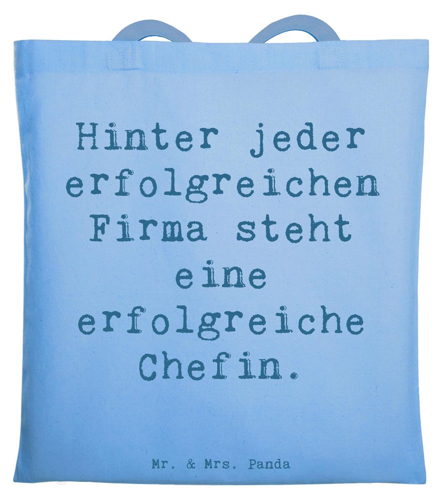 Mr. & Mrs. Panda Shopping Tasche Spruch Chefin Power - Sky Blue - Geschenk, Geschenke für Berufstätige, Berufsalltag, Alltagstasche, Jutebeutel, ...