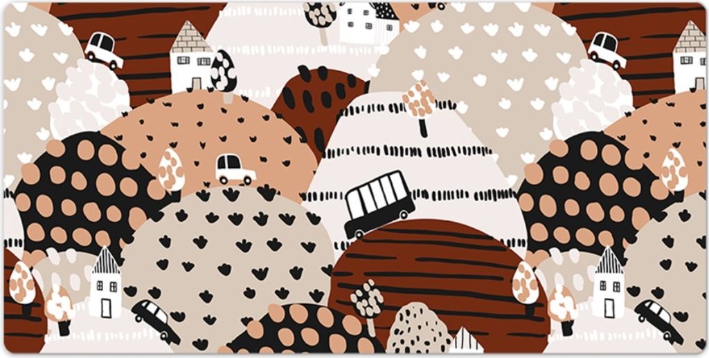 Mauspad - Schreibtischunterlage - 90x45 cm - Tischunterlage - Illustration der Stadt