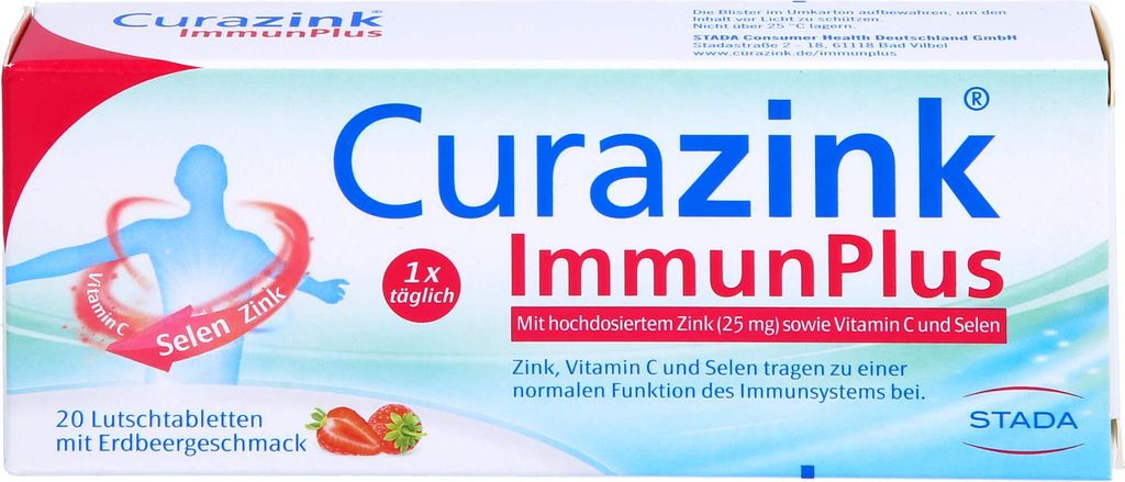 Curazink Immunplus Lutschtabletten Erdbeergeschmack, 20 St. Tabletten